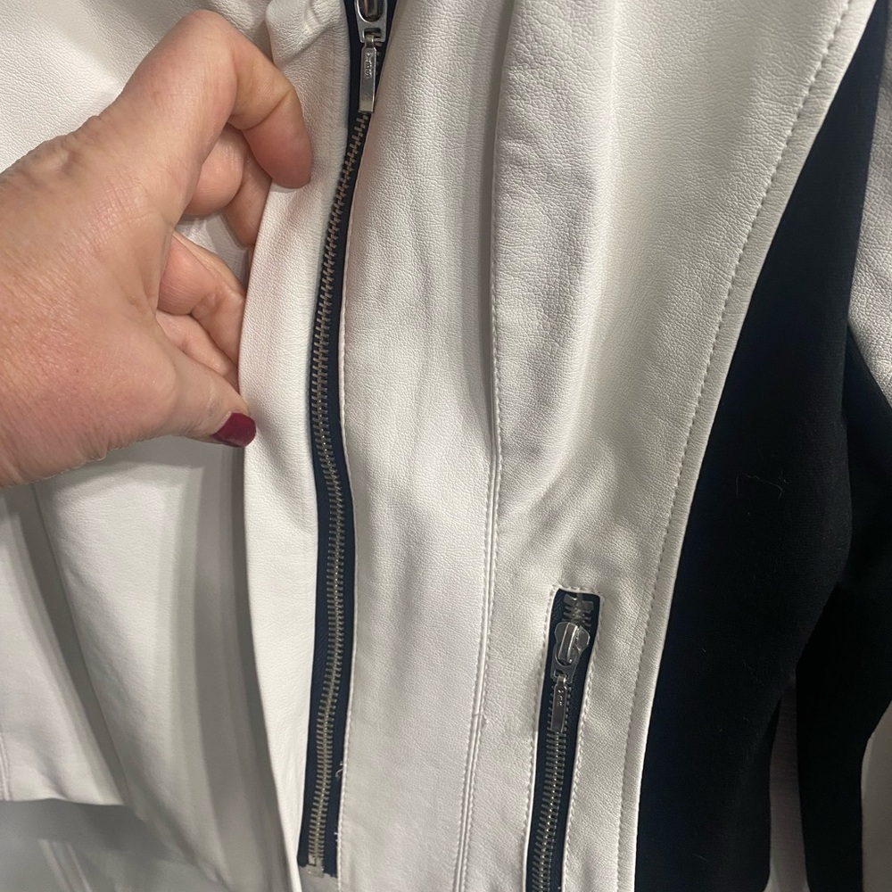INC International Concepts Black and White Leather Jacket - Picture 4 of 8
